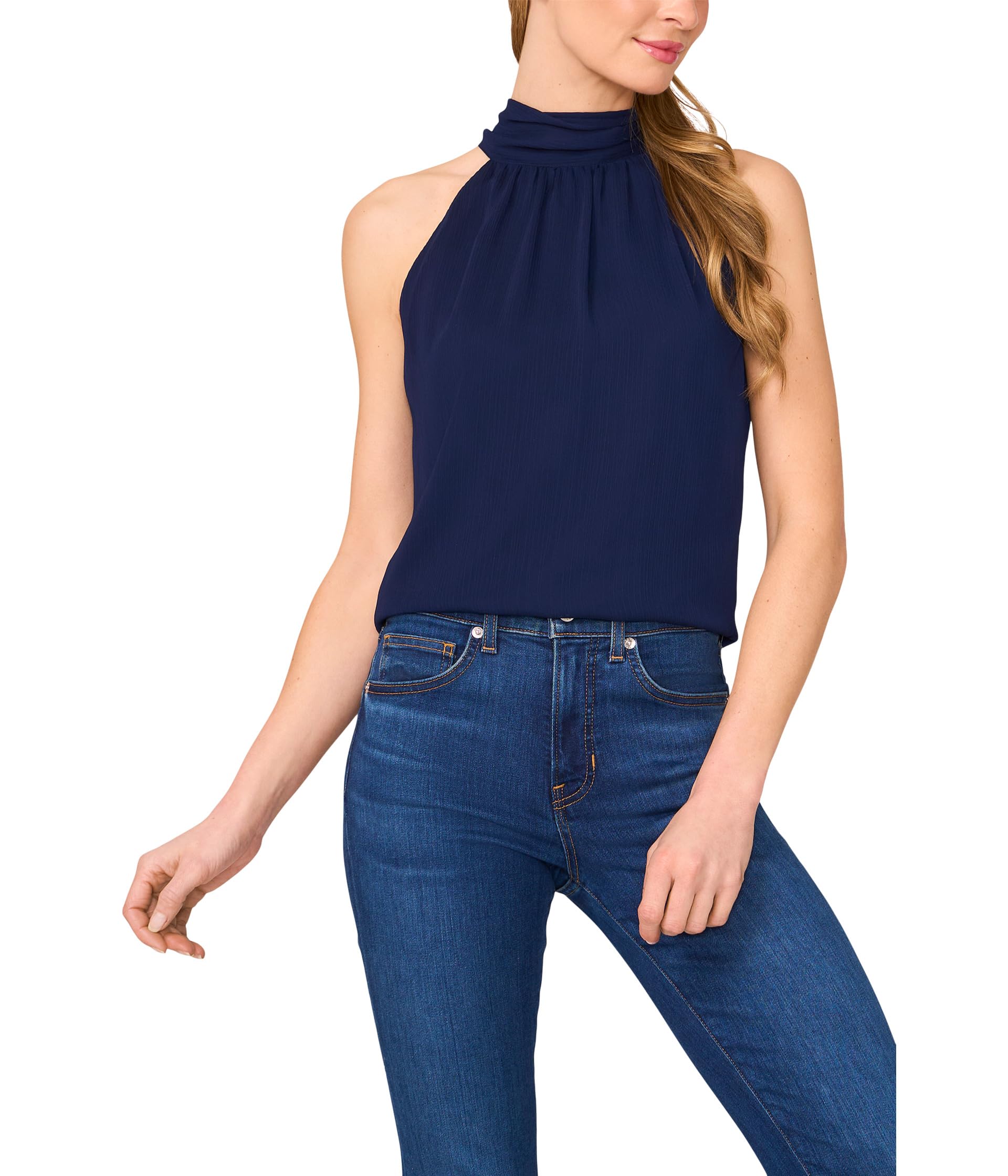 

Топ CeCe Sleeveless Halter Top With Back Bow, Classic Navy