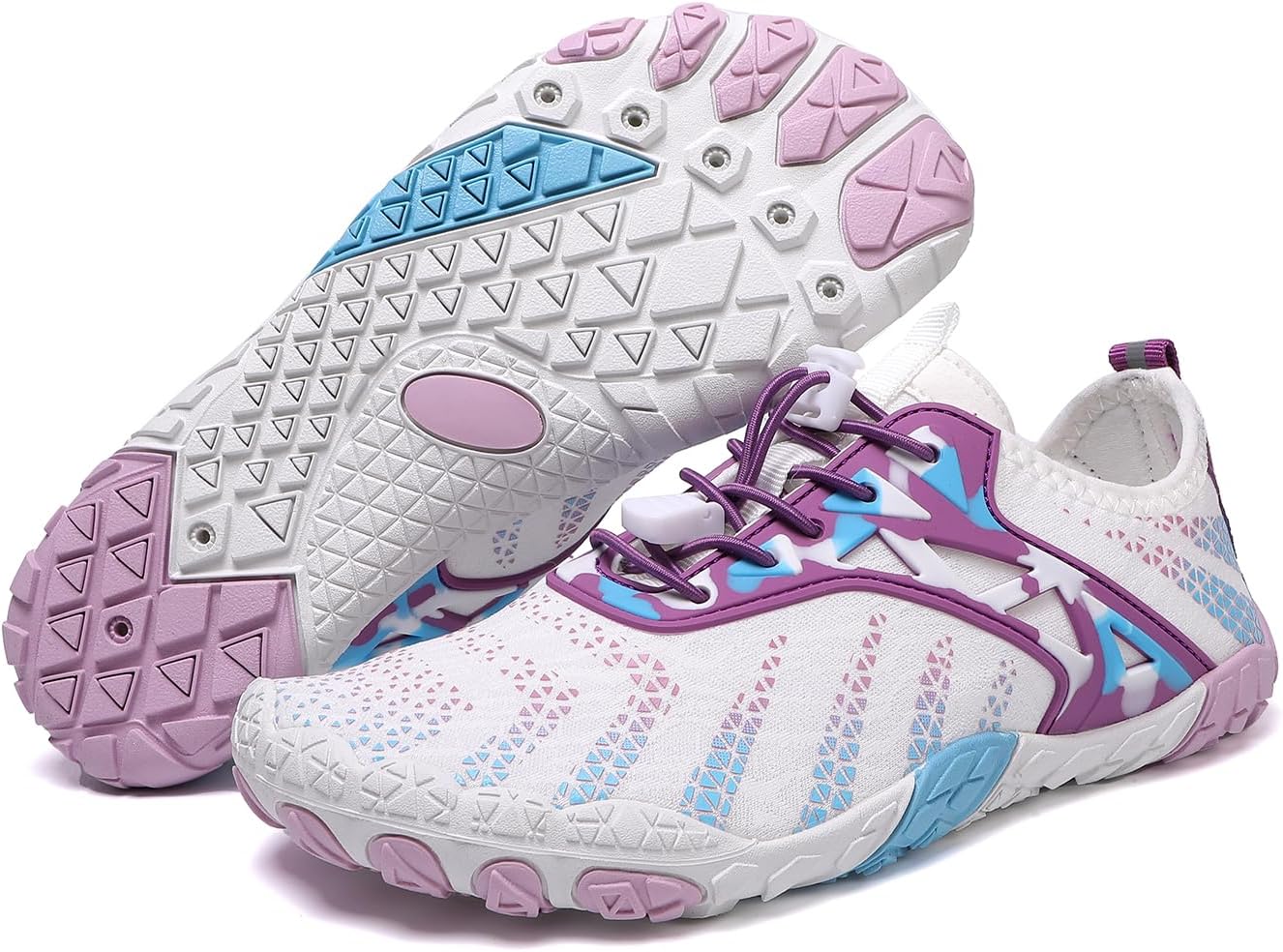 

Водные кроссовки BIUHFN для женщин и мужчин, быстросохнущие, с отверстиями для слива воды, пляжные кроссовки, обувь для водных прогулок, для йоги и тренажерного зала, белый/фиолетовый