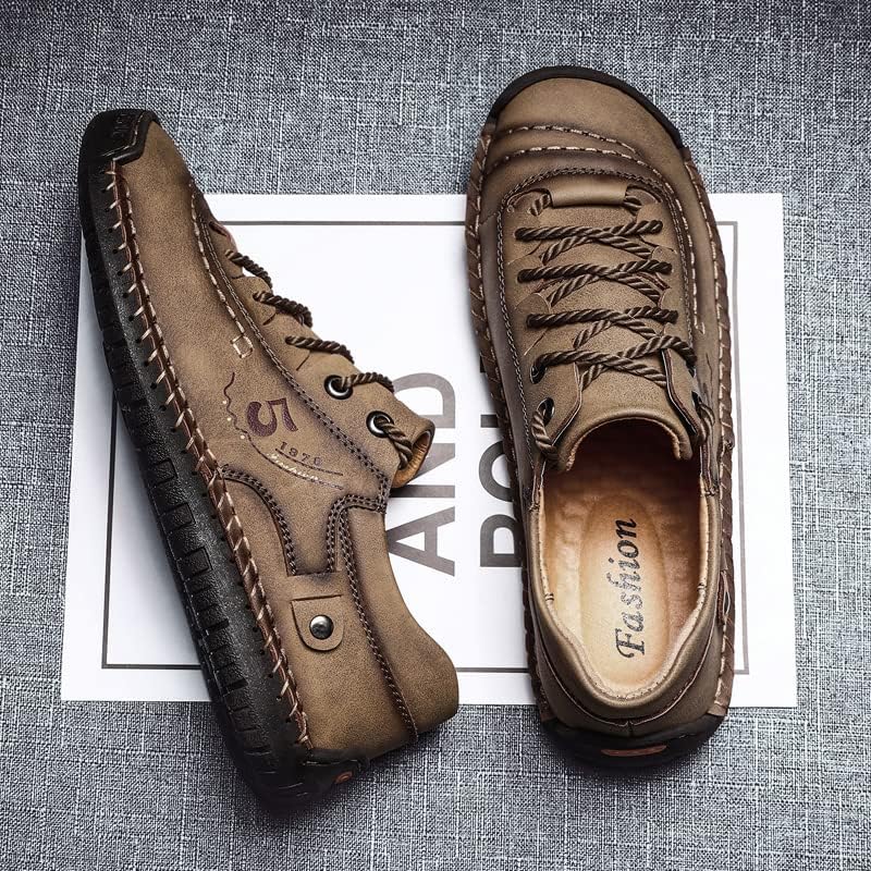Мужские повседневные туфли Oxfords Hhhchpm, деловые формальные дерби-кроссовки. Мужские туфли Oxfords с кожаной подкладкой, хаки — фото 4