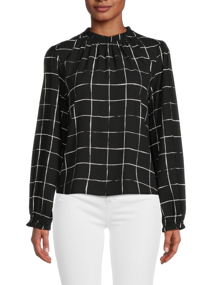 

Топ с абстрактным воротником и рюшами Calvin Klein, цвет Black White