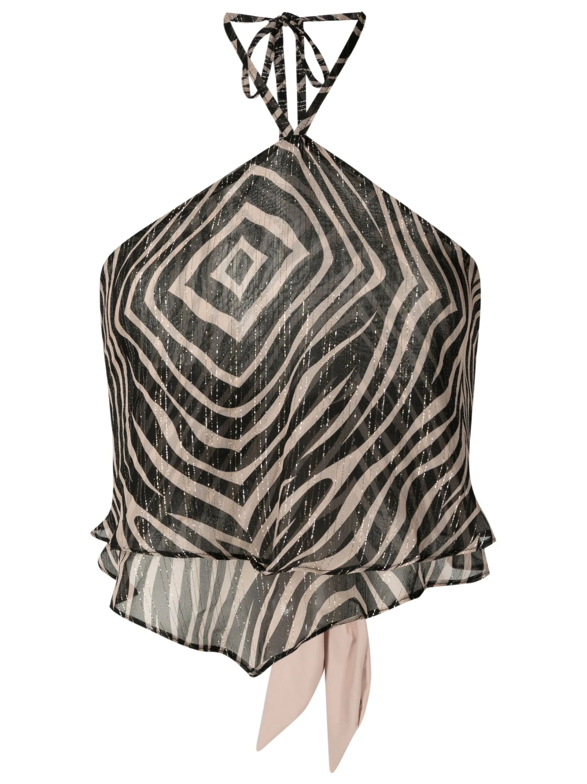 

Шелковый топ с зебровым принтом Amir Slama, черный