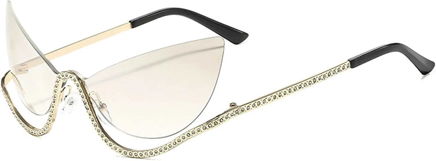 

Солнцезащитные очки Willochra Fashion Cat Eye для женщин и мужчин, модные, большие, полуободковые, узкие, золотистые, с защитой от УФ-излучения UV400, C4