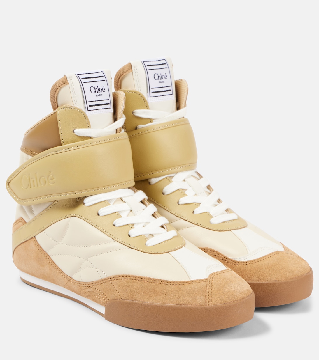 Высокие кожаные кроссовки Chloé Kick Chloé, Light Ochre