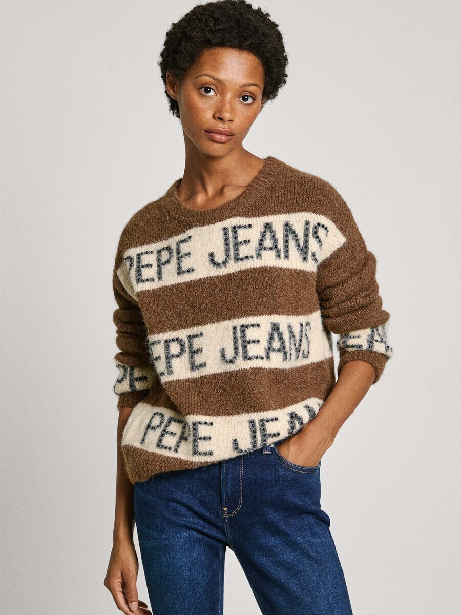 

Тонкий вязаный свитер Pepe Jeans Sweater HELMI, коричневый