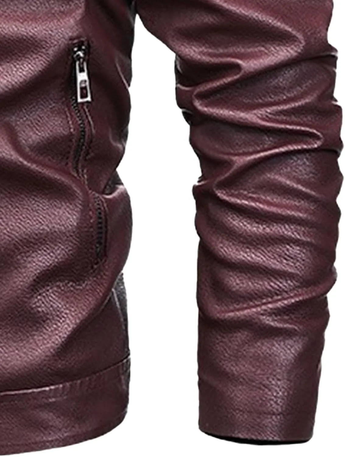 Кожаная куртка-бомбер с лацканами, Slim Fit, винтажная мотоциклетная куртка, Casual, из замши Generic, красный — фото 2