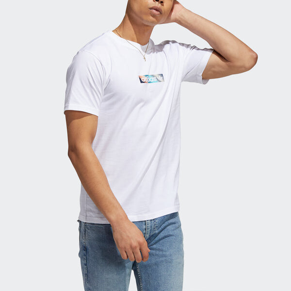 Футболка originals summer box line back printing sports short sleeve white Adidas, белый — фото 4