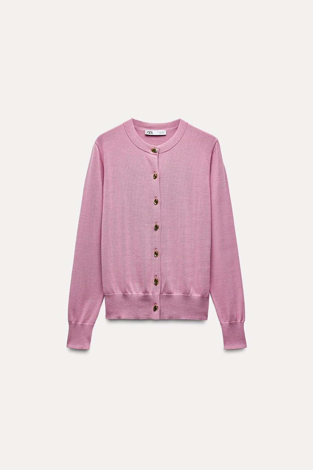 

Однотяжной кардиган с золотыми пуговицами ZARA, пыльно-розовый