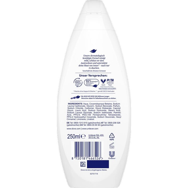 Питательное увлажняющее средство для душа Dove, 250 ml — фото 2