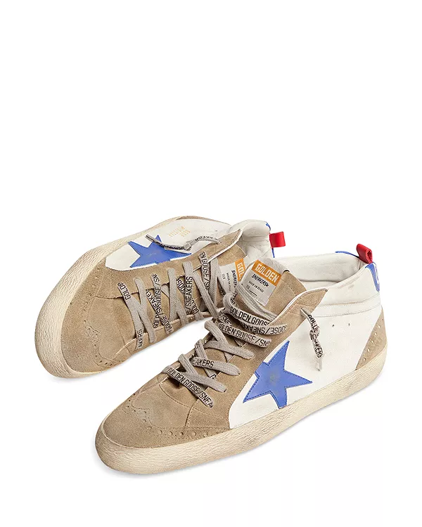 Мужские низкие кожаные кроссовки средней высоты Golden Goose, бежевый — фото 3