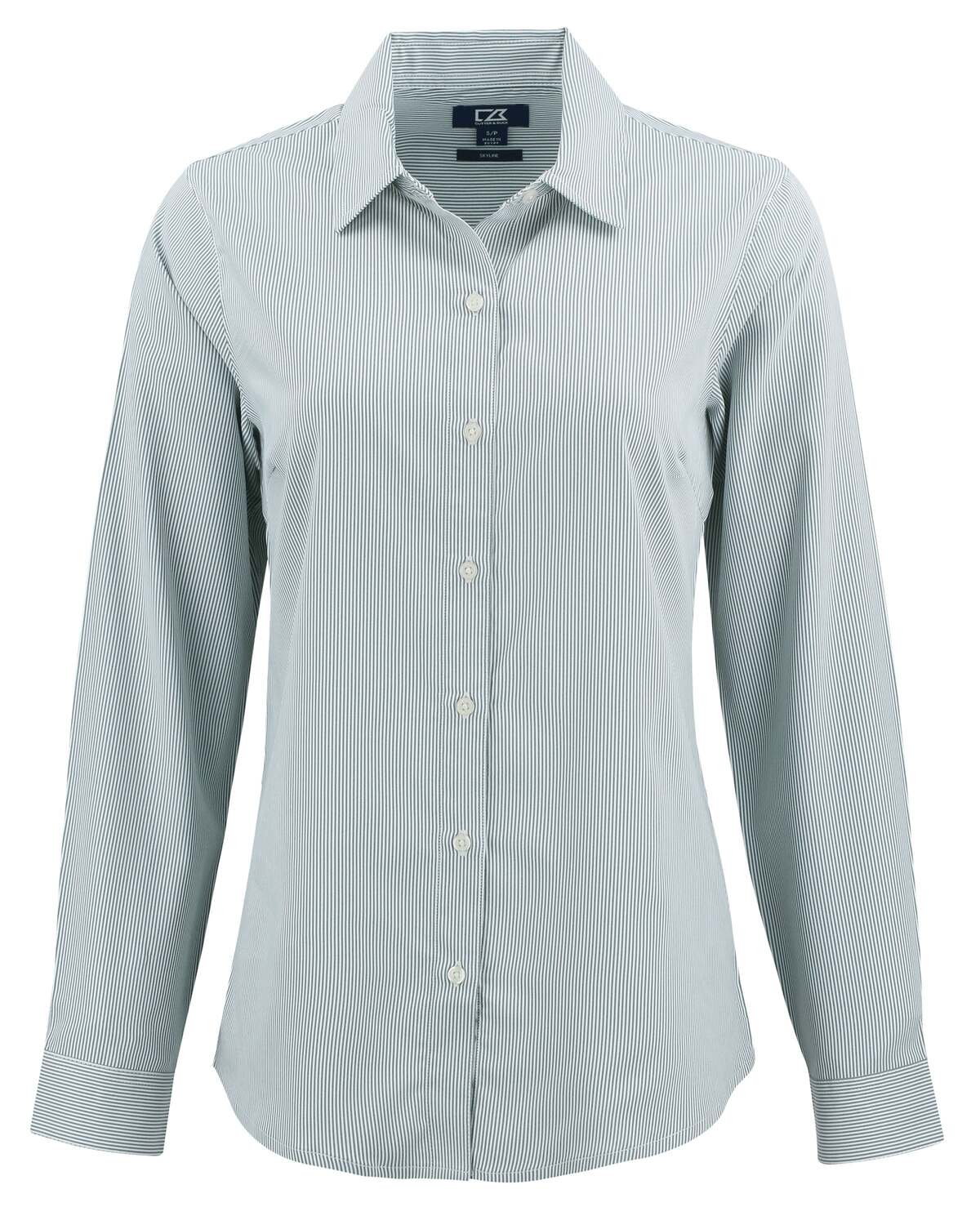 

Женская блузка с длинным рукавом Cutter & Buck Skyline Epic Confidence Recycled Pinstripe, белый