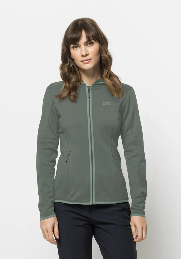 

Флисовая куртка Jack Wolfskin "BAISELBERG HOODED FZ W", с капюшоном, зеленый