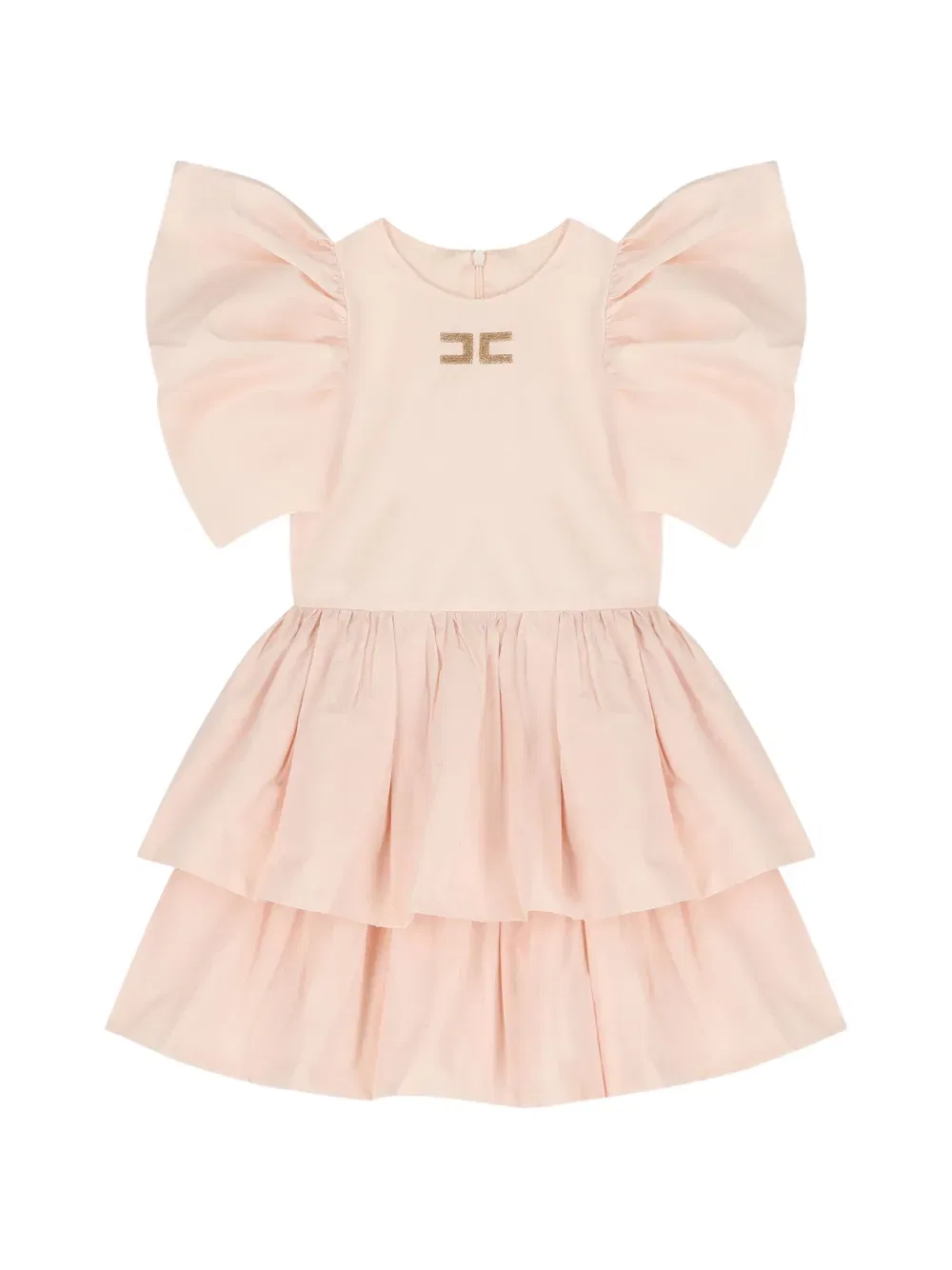 Платье с оборками и ярусами Elisabetta Franchi Kids, розовый