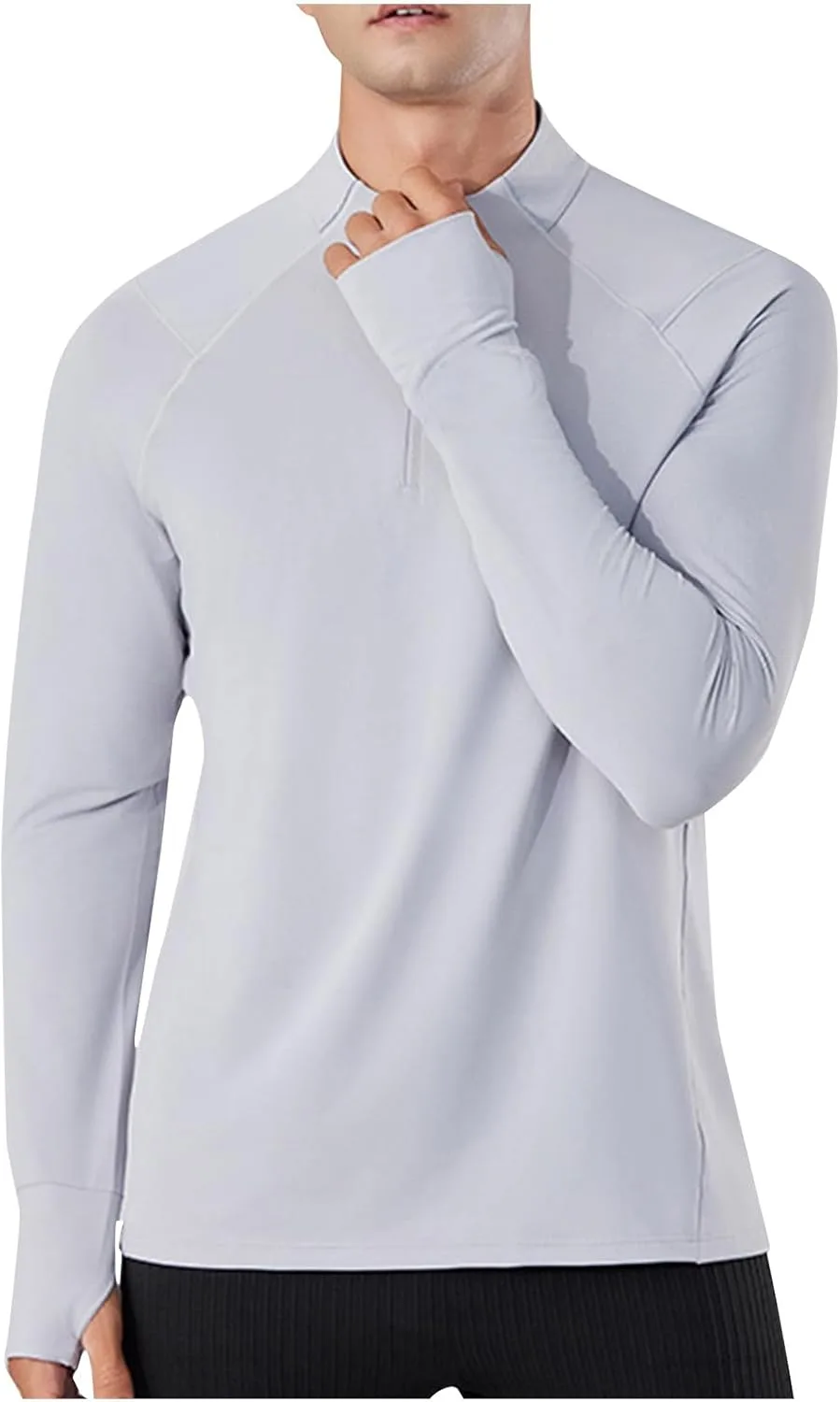 

Мужская футболка для бега с длинным рукавом и молнией на 1/4, быстросохнущая