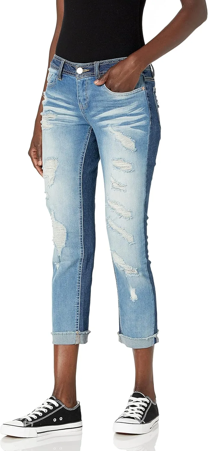 

Женские джинсы Dollhouse Plus с манжетами и сильным разрушением