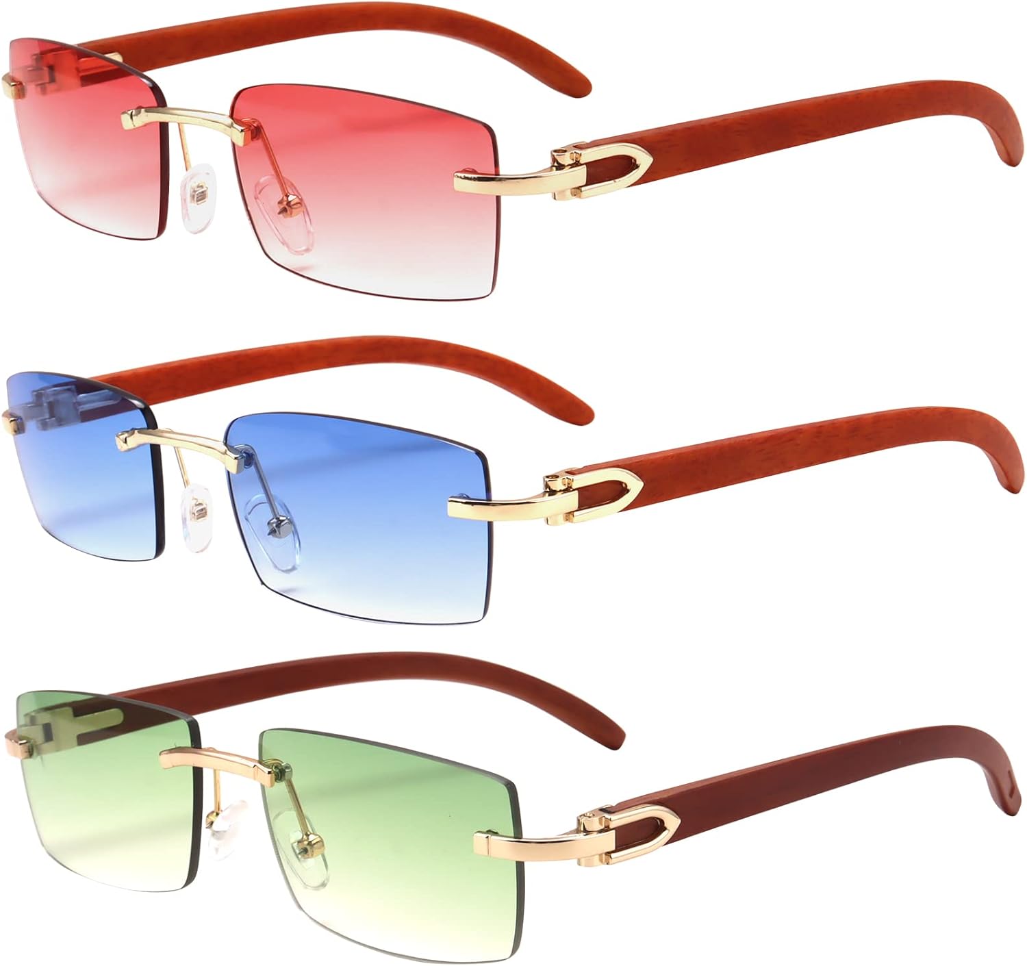 

Солнцезащитные очки Dollger без оправы, прямоугольной формы, для мужчин и женщин, в стиле хип-хоп, деревянные, маленькие квадратные, без оправы, 70-е и 90-е годы, A12:imitation Wood-pink,blue,green