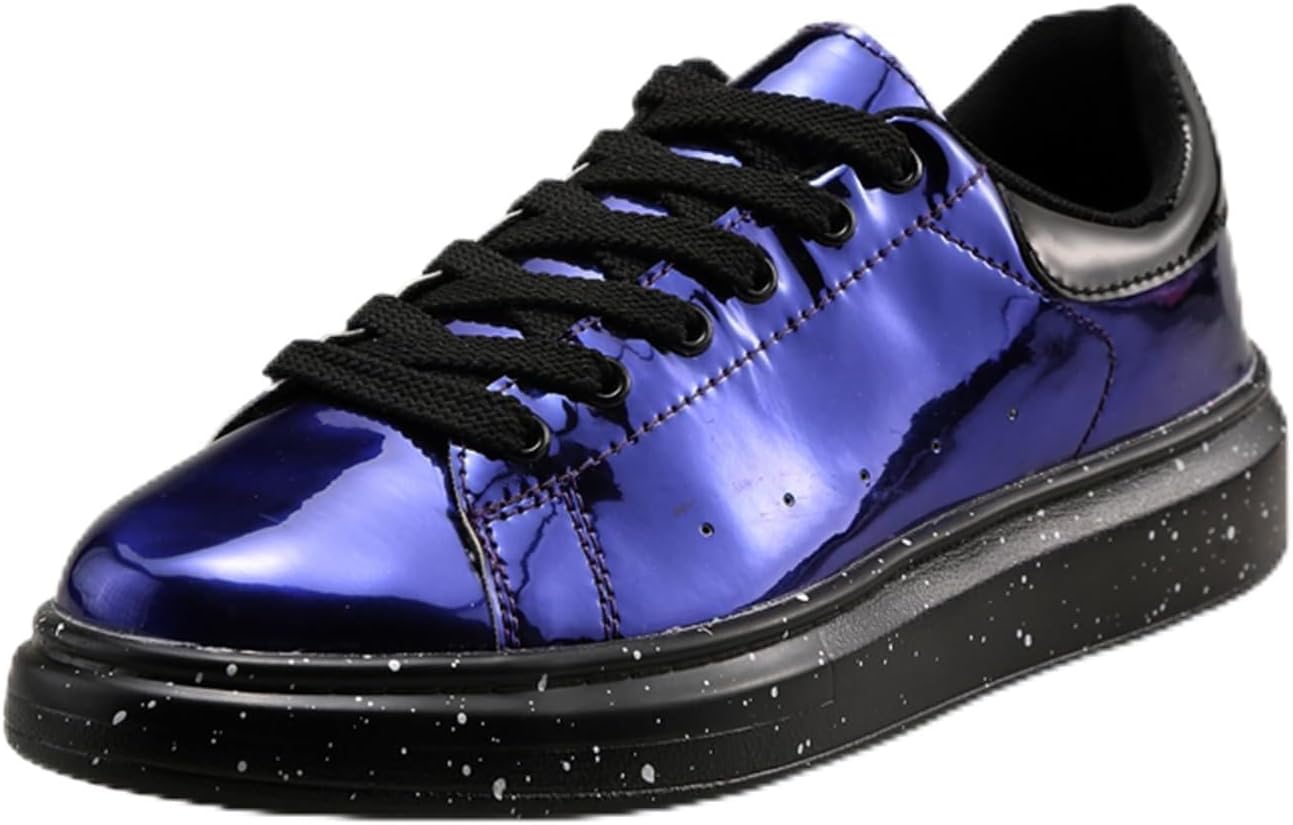 

Мужские модные кроссовки для ходьбы и тенниса из лаковой кожи, низкие повседневные скейт-туфли Spwagym, фиолетовый