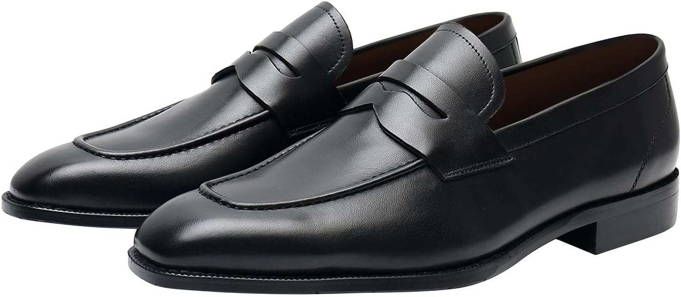 

Мужские лоферы Penny, слипоны, повседневные деловые туфли из натуральной кожи, модные мокасины для выпускного, свадьбы, делового костюма, удобные смокинговые туфли для мужчин Santimon, черный