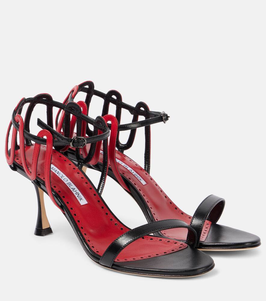 Кожаные сандалии chafarsan 70 Manolo Blahnik, 0015 Blck/6208 Bred