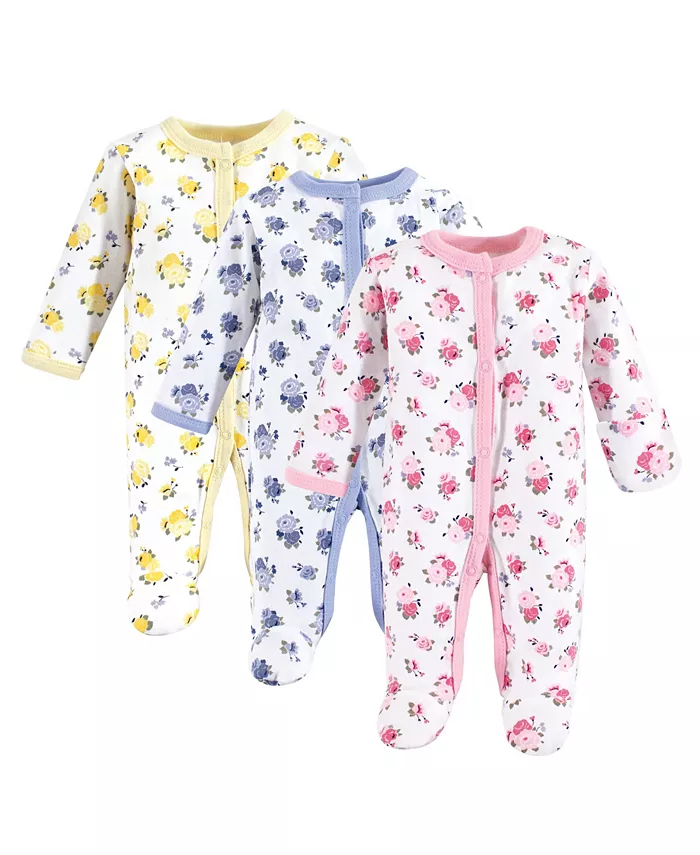 

Комплект из 3 хлопковых боди для новорожденных девочек Preemie на кнопках, цветочный принт, размер Preemie Luvable Friends, мультиколор