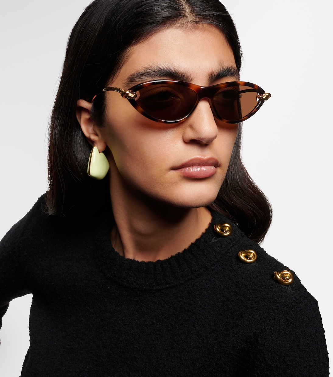 Кошачий глаз солнцезащитные очки Bottega Veneta, Havana-Gold-Brown — фото 3