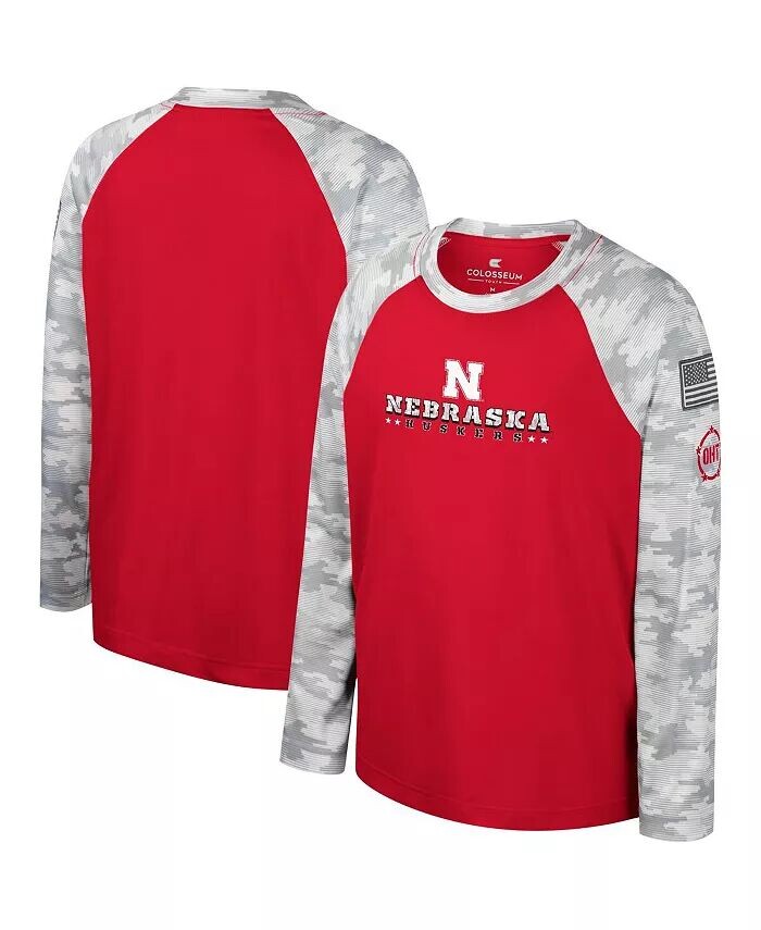 

Футболка с длинным рукавом с принтом «Big Boys Scarlet, Camo Nebraska Huskers OHT» в стиле милитари с принтом «Appreciation Dark Star» Colosseum