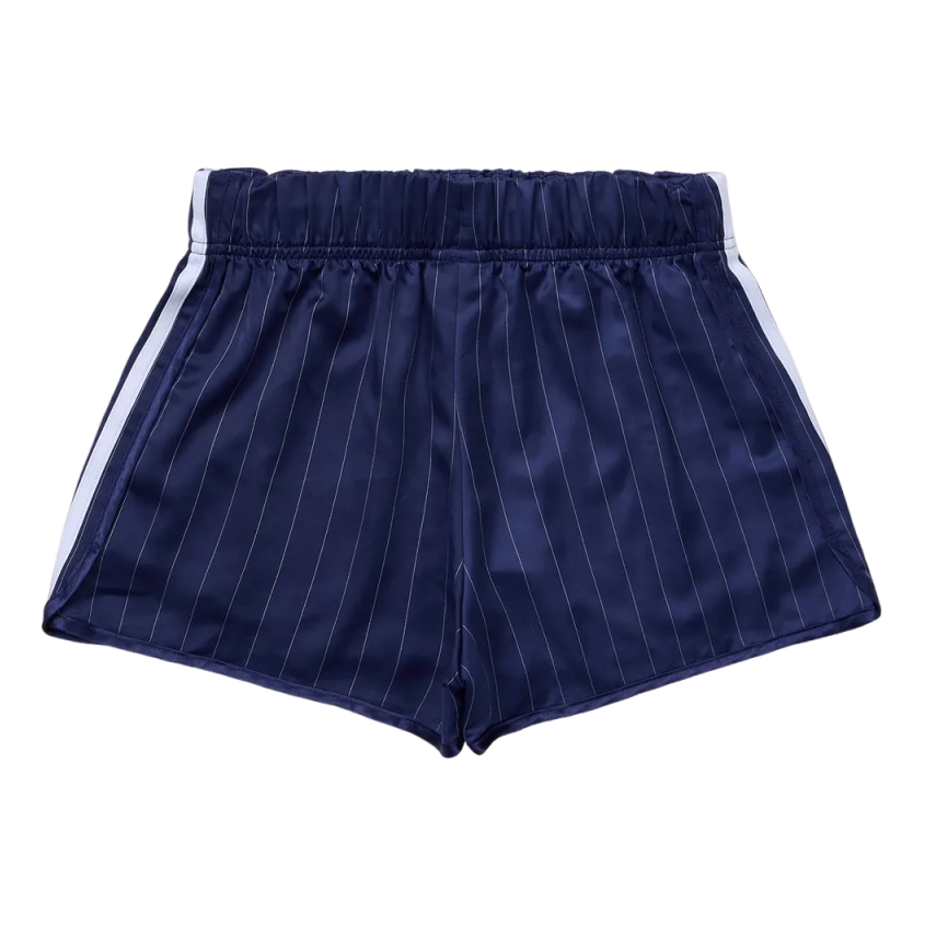 (WMNS) Шорты Adidas Pinstripe Satin Shorts, азиатский размер, темно-синий цвет — фото 2