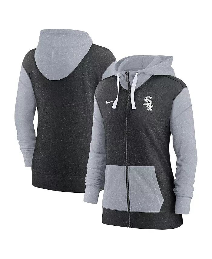 

Женская черная толстовка с молнией во всю длину Chicago White Sox Nike