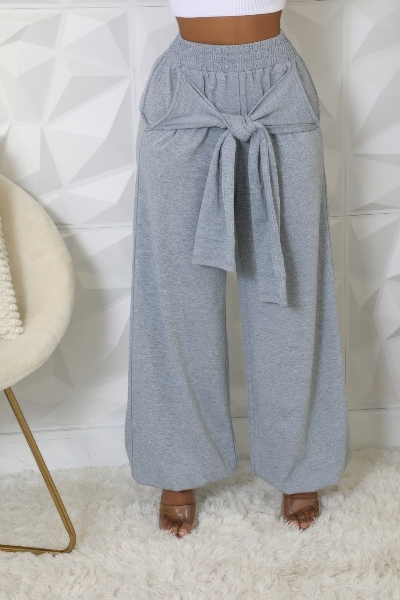 

FASHNZFAB Эластичные брюки с высокой талией, цвет heather grey
