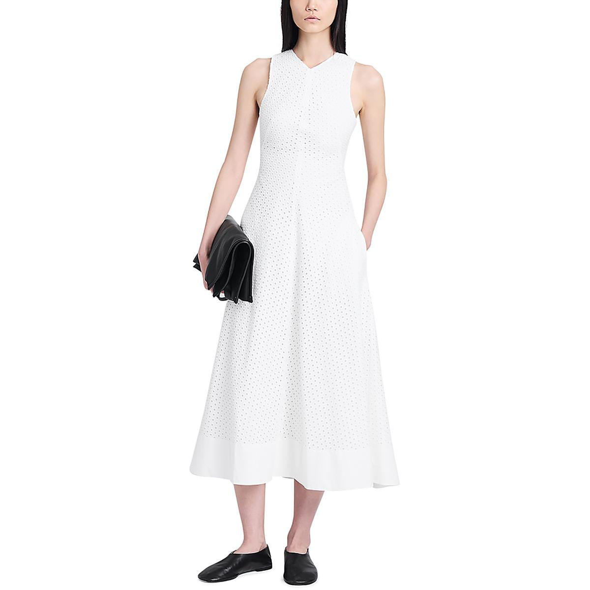 

Женское платье миди без рукавов с люверсами Proenza Schouler, белый