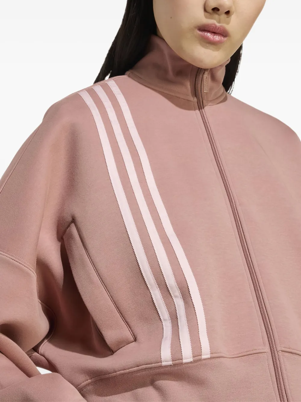 Свитшот на молнии со смещённой застёжкой Adidas, розовый — фото 3