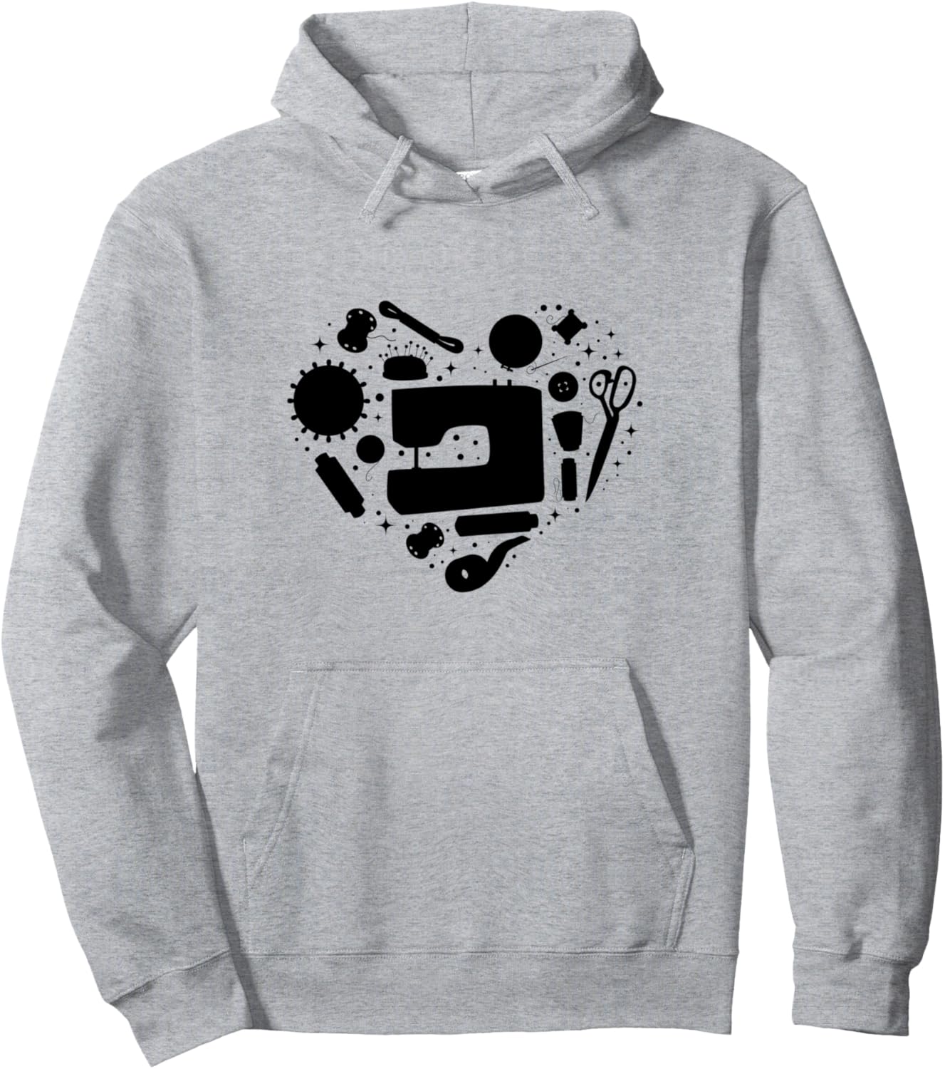 

Худи с изображением швейного сердца Sewing Seamstress Sewing Lover, серый