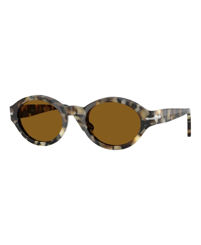 

Овальные солнцезащитные очки в коричневой черепаховой оправе Persol, коричневый