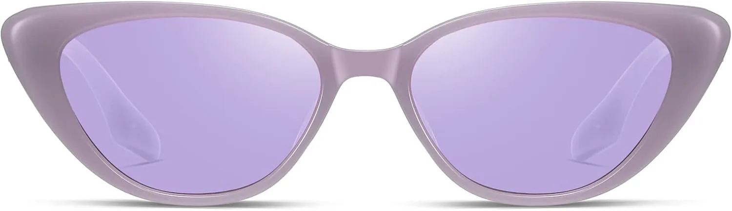 

Ретро-винтажные узкие солнцезащитные очки «кошачий глаз» для женщин в стиле 90-х, небольшие, стильные, модные, с защитой UV400, модель FZN7514 Fozono, Purple / Purple