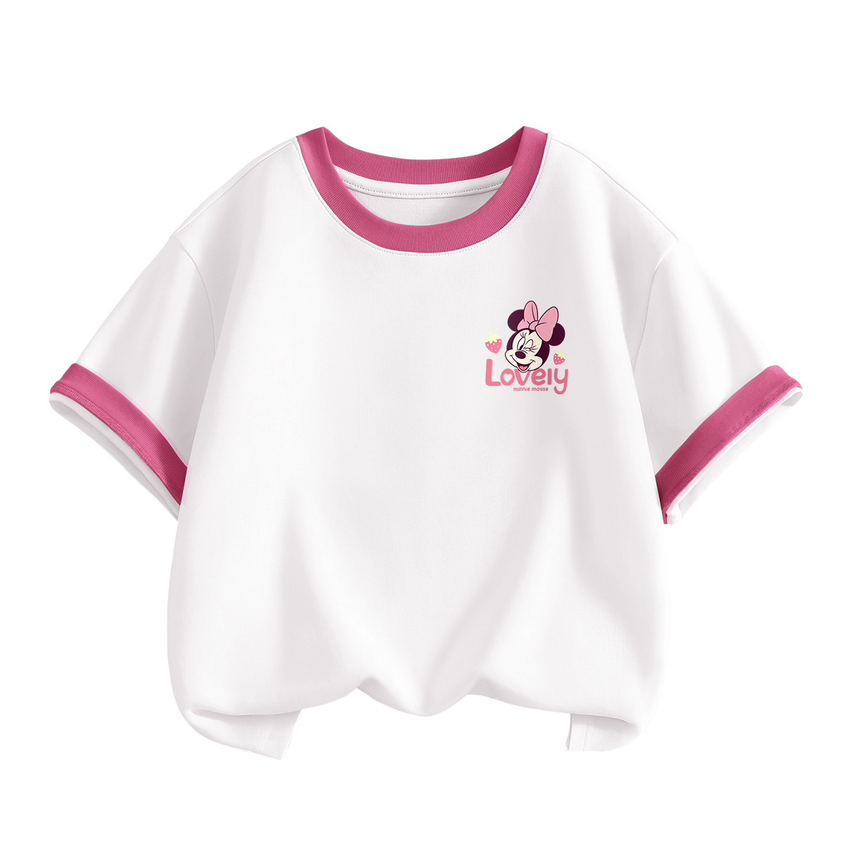 

Детская футболка с круглым вырезом, тонкие Disney, di heart sweet k белый красный