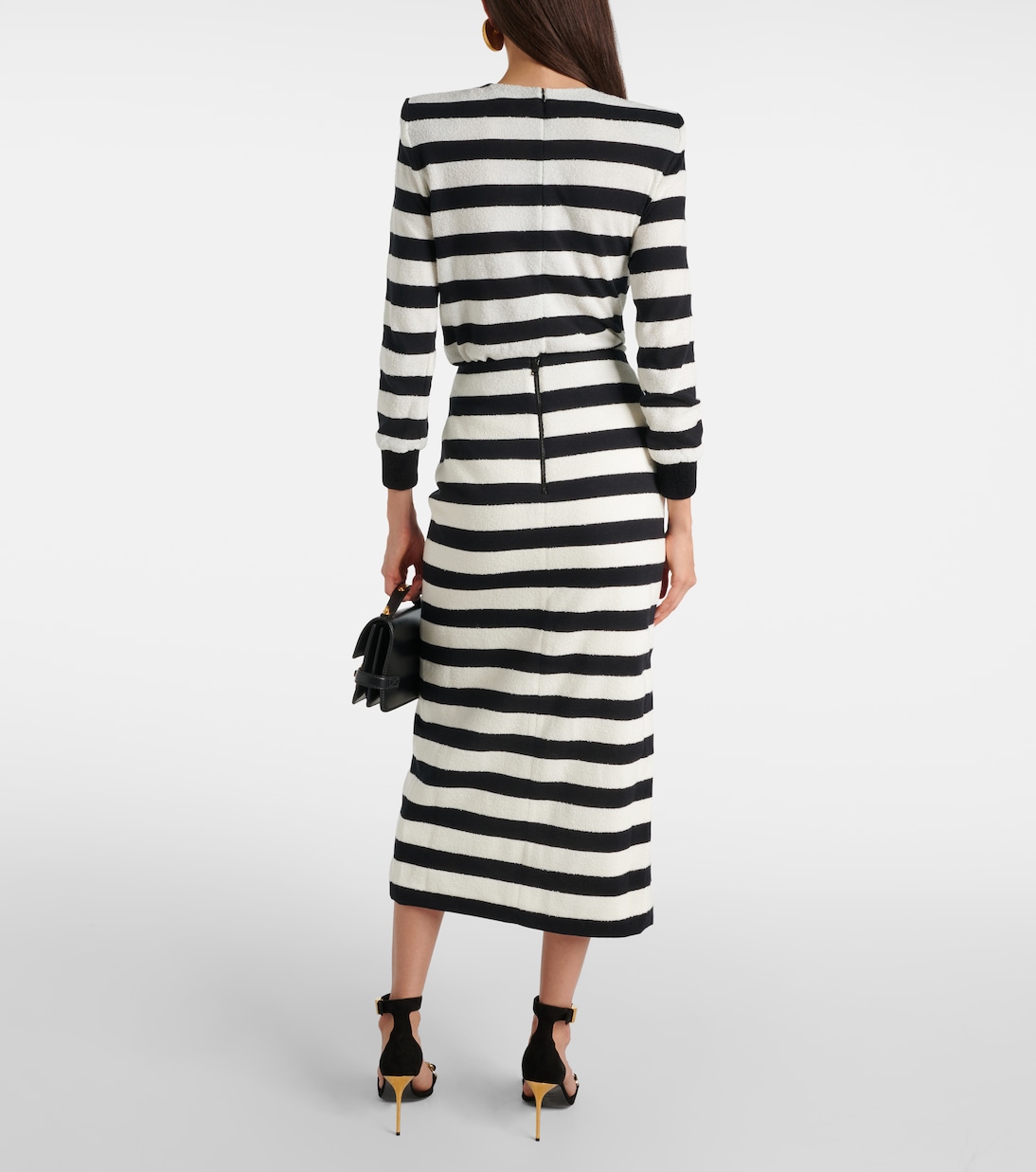 Полосатая юбка миди Balmain, Noir/Blanc — фото 3