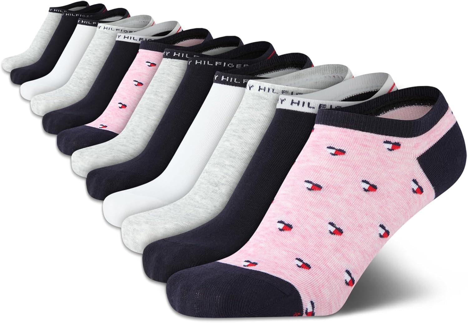 

Женские носки Tommy Hilfiger с низкой посадкой - 12 пар легких спортивных носков без косточек (размеры: 4-10), Pink Multi