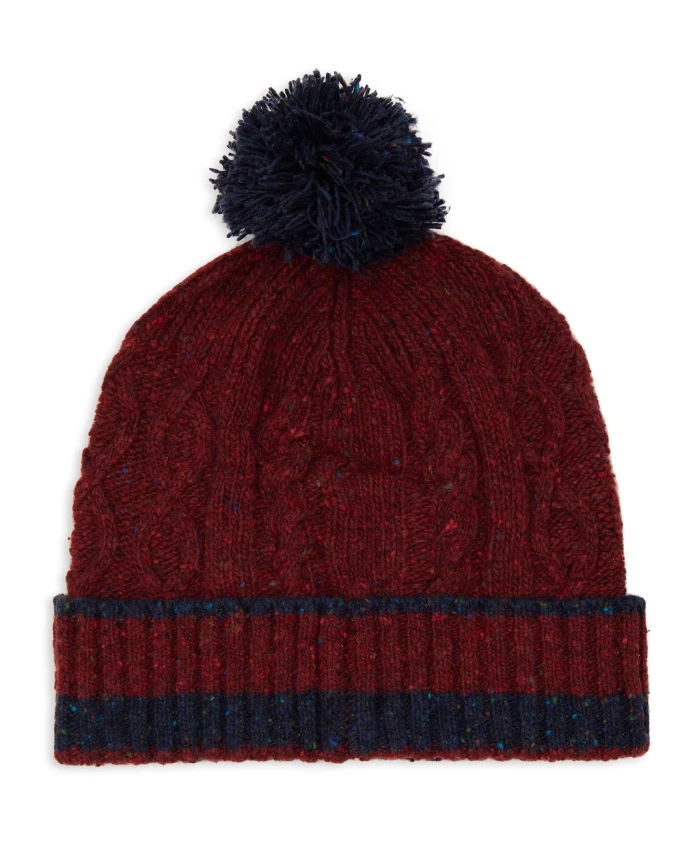 

Шерстяная шапка бордового цвета с арановой вышивкой Gallo, мультиколор