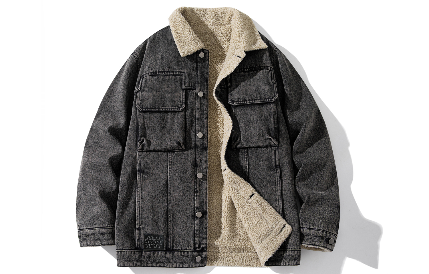 

BEENTRILL Пальто с бархатистой текстурой Unisex, Black Gray