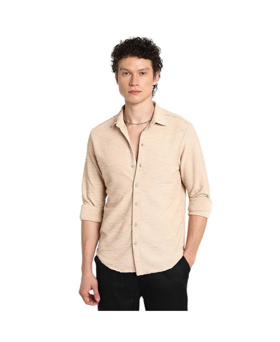 

Мужская рубашка Saltbox бежевого цвета с собственным дизайном и волнами Campus Sutra, Beige/khaki