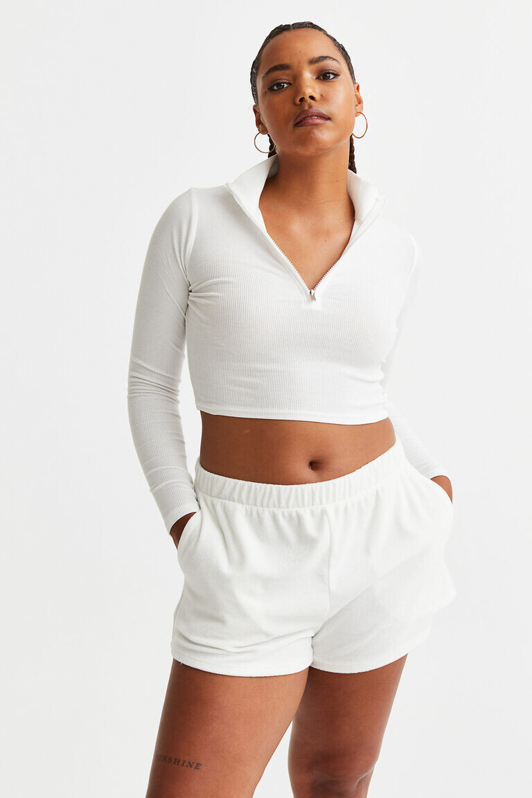 

Укороченный топ на молнии H&M, белый