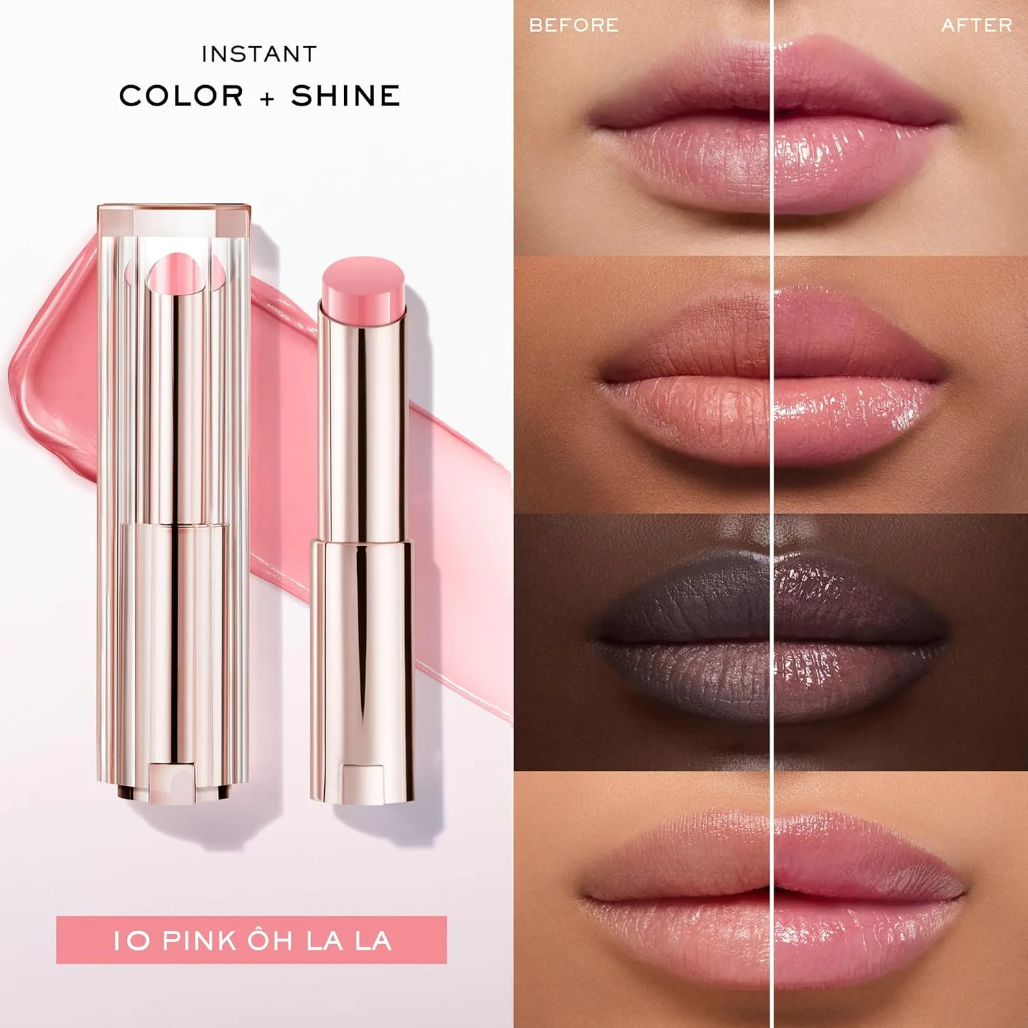 Увлажняющий бальзам для губ Lancôme Lip Idôle Squalane-12 Butterglow - мгновенный блеск, 24-часовое увлажнение и регулируемая интенсивность цвета для гладких и увлажненных губ., 10 Pink ÔH LA LA (Sheer Pink) — фото 3