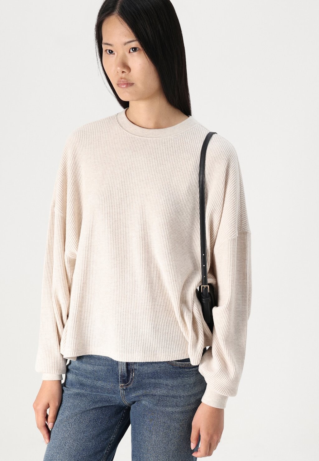 

Топ с длинными рукавами WAFFLE DOLMAN Abercrombie & Fitch, синий