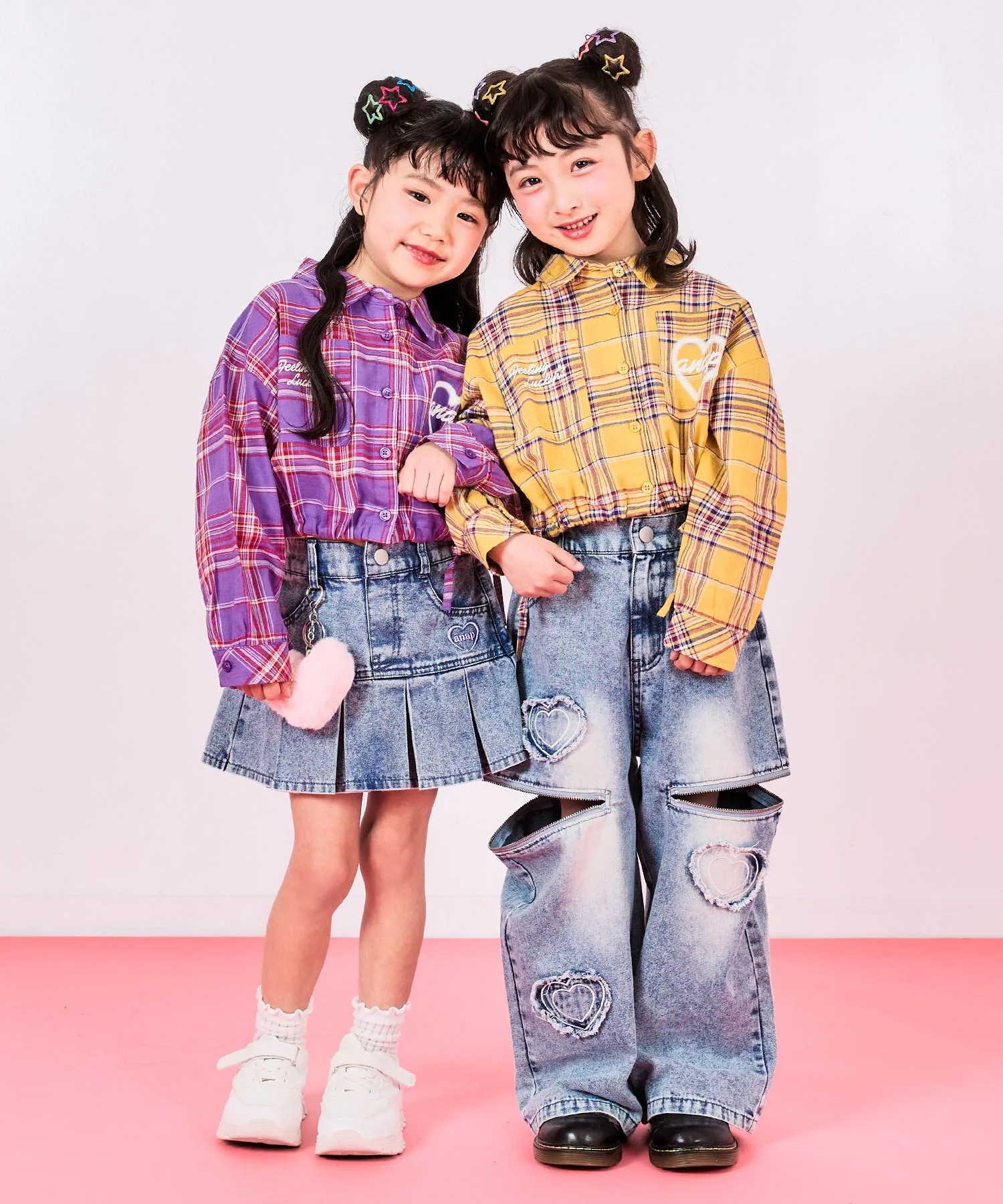 Детская рубашка кроп с принтом в клетку ANAP kids лавандовая — фото 4