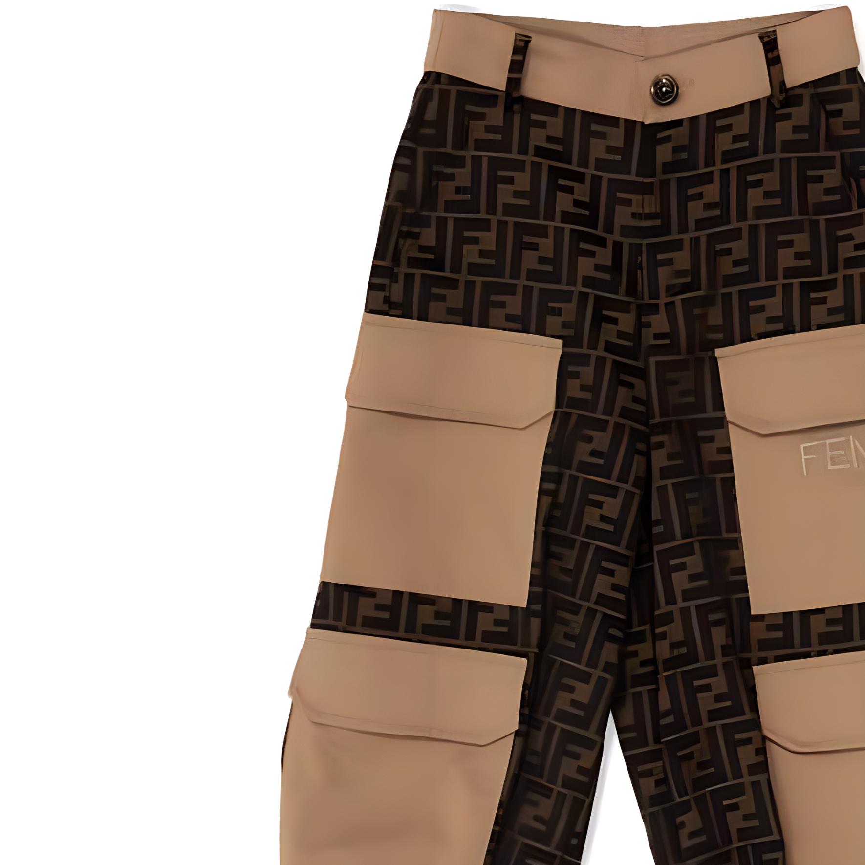 Детские вязаные спортивные штаны коричневые FENDI — фото 4