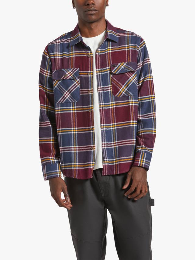 

Боуэри хлопковая фланелевая рубашка Regular Fit в клетку Brixton, Mood Indigo