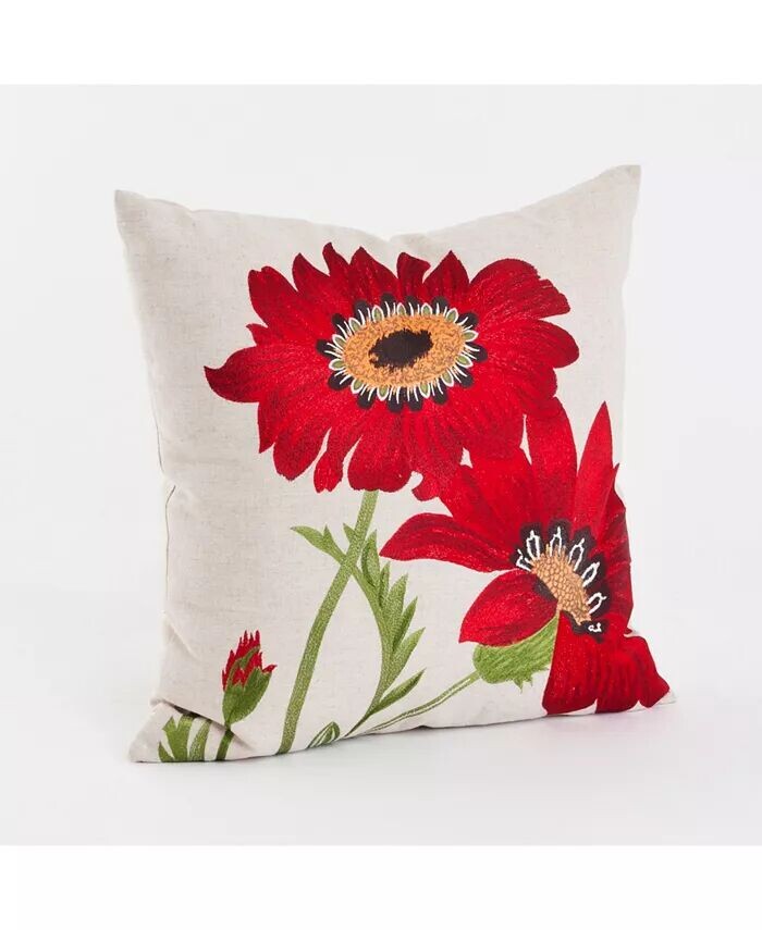 

Декоративная подушка Le Tournesol с вышивкой, 18 x 18 дюймов Saro Lifestyle, красный