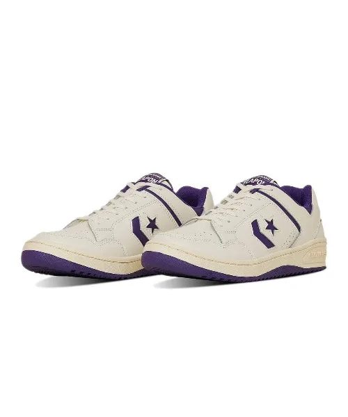 Мужские кеды из кожи CONVERSE WEAPON CC OX белые с фиолетовым