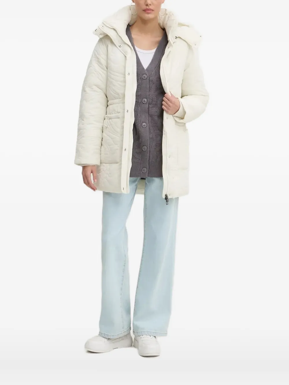 

Стеганая куртка с капюшоном Desigual, белый