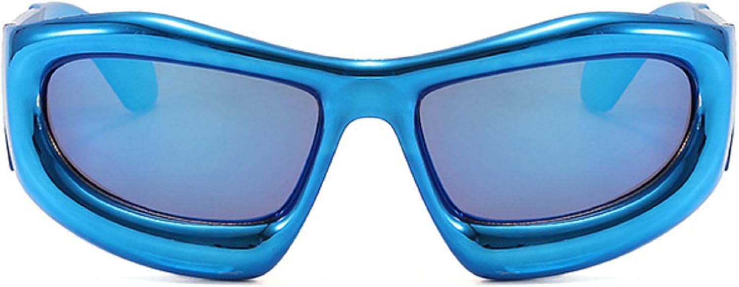 

Модные солнцезащитные очки с синими зеркальными линзами в стиле Y2K для женщин, винтажные большие солнцезащитные очки «кошачий глаз» для мужчин, хип-хоп панк очки, женские солнцезащитные очки mincl, Blue