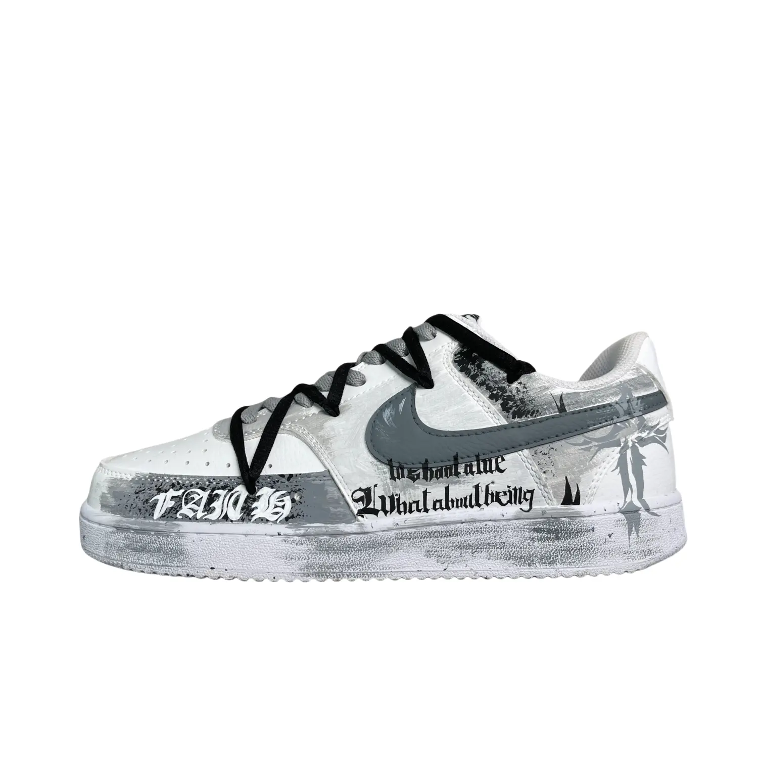 

Кроссовки Nike Court Vision 1 Skateboarding Shoes Men Low-top Black/grey/white, черный/серый